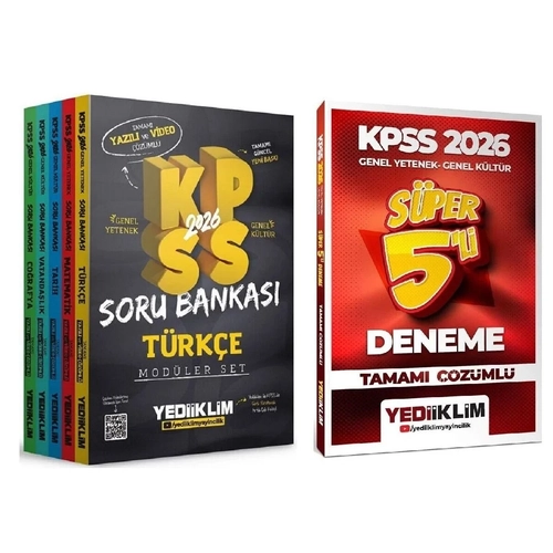 Yediiklim 2026 KPSS Genel Yetenek Genel K�lt�r Soru Bankas� Mod�ler + 5 Deneme 2 li Set Yediiklim Yay�nlar�