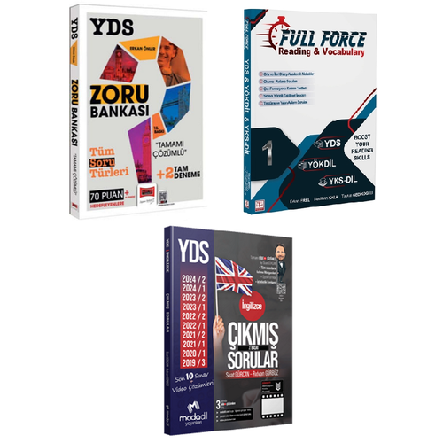 Modadil Yaynlar YDS Son 10 Snav km Sorular+Yarg Yaynlar  YDS Tamam zml Zoru Bankas +2 Deneme laveli+Tercih Yaynlar Full Force Reading&Vocabulary (3L Set)