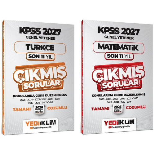 Yediiklim 2027 KPSS T�rk�e + Matematik ��km�� Sorular Son 11 Y�l Konular�na G�re 2 li Set Yediiklim Yay�nlar�