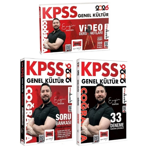 Yarg� 2026 KPSS Co�rafya Video Ders Notlar� + Soru Bankas� + 33 Deneme 3 l� Set - Engin Erayd�n Yarg� Yay�nlar�