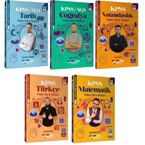 Yediiklim Yaynlar 2026 KPSS Genel Yetenek Genel Kltr Atlye Video Ders Notlar 5 li Set