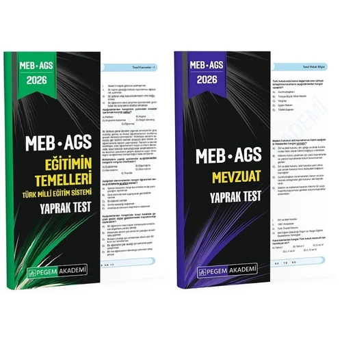 Pegem 2026 MEB-AGS E�itimin Temelleri + Mevzuat Yaprak Test 2 li Set Pegem Akademi Yay�nlar�