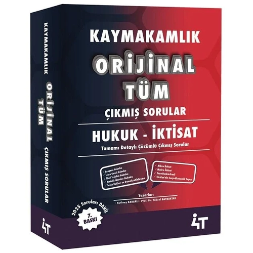 4T Yay�nlar� Kaymakaml�k Hukuk-�ktisat Orijinal T�m ��km�� Sorular 7. Bask� - Y�ksel Bilgili Bayraktar, Kutluay Kararl� 4T Yay�nlar�