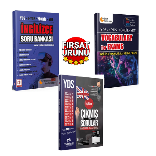 Modadil Yaynlar Yds ngilizce Son 10 Snav km Sorular+Tercih Yaynlar YDS ngilizce Soru Bankas+Tercih Yaynlar Vocabulary For Exams ngilizce Soru Bankas Seti(3Kitap)