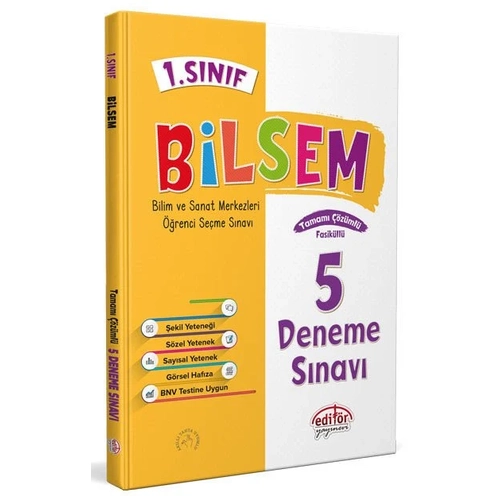 Edit�r Yay�nlar� 1. S�n�f Bilsem Tamam� ��z�ml� 5 Deneme S�nav�