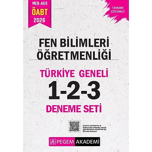 Pegem 2026 �ABT MEB-AGS Fen Bilimleri ��retmenli�i T�rkiye Geneli 3 Deneme ��z�ml� (1-2-3) Pegem Akademi Yay�nlar�