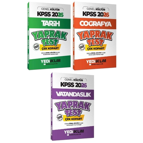 Yediiklim 2026 KPSS Tarih + Co�rafya + Vatanda�l�k Yaprak Test 3 l� Set Yediiklim Yay�nlar�