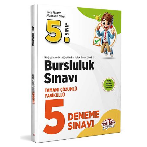 Yeni Bursluluk-Edit�r Yay�nevi 2026 5. S�n�f Bursluluk S�nav� Fasik�ll� Tamam� ��z�ml� 5 Deneme