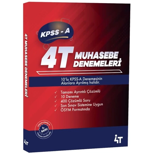 4T Yay�nlar� KPSS A Grubu Muhasebe 10 Deneme ��z�ml� 4T Yay�nlar�
