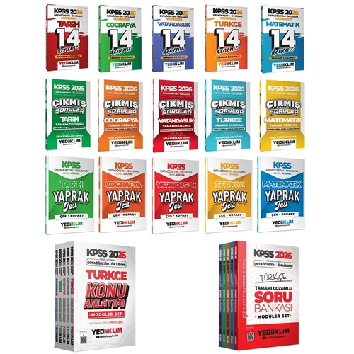 Yediiklim 2026 KPSS Lise Orta��retim �n Lisans Mod�ler Konu + Soru Bankas� + 70 Deneme + ��km�� Sorular + Yaprak Test 17 li Set Yediiklim Yay�nlar�