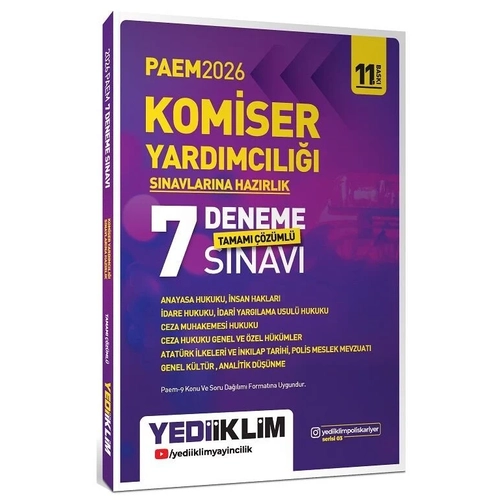 Yediiklim 2026 PAEM Komiser Yard�mc�l��� 7 Deneme ��z�ml� Yediiklim Yay�nlar�