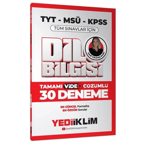 Yediiklim 2025 TYT MS KPSS Dil Bilgisi 30 Deneme zml (Zarif Yolda Kurt)