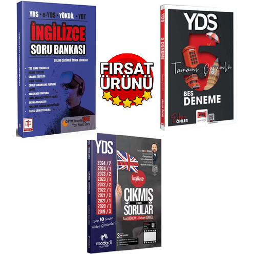 Modadil Yaynlar Yds ngilizce Son 10 Snav km Sorular+Tercih Yaynlar YDS ngilizce Soru Bankas+Yarg Yaynlar YDS 5 Deneme Tamam zml Seti(3Kitap)