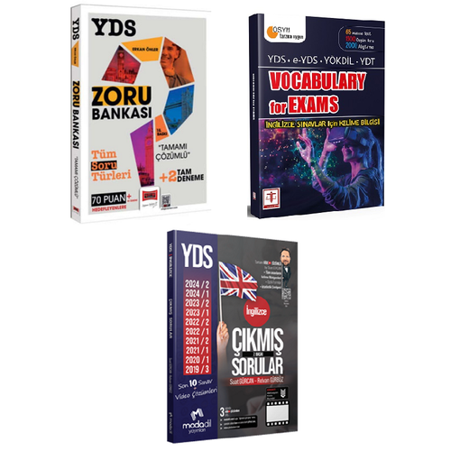 Modadil Yaynlar YDS Son 10 Snav km Sorular+Yarg Yaynlar 2025 YDS Tamam zml Zoru Bankas +2 Deneme laveli+Tercih Yaynlar Vocabulary For Exams (3L Set)