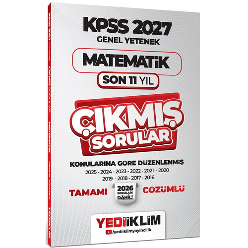 Yediiklim 2027 KPSS Matematik ��km�� Sorular Son 11 Y�l Konular�na G�re ��z�ml� Yediiklim Yay�nlar�