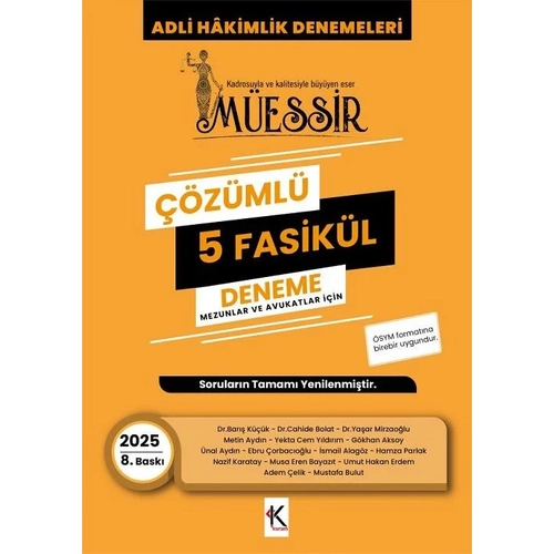 Temsil 2025 M�ESS�R Adli Hakimlik Fasik�l 5 Deneme ��z�ml� 8. Bask� Temsil Yay�nlar�