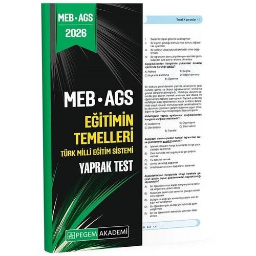 Pegem 2026 MEB-AGS E�itimin Temelleri, T�rk Milli E�itim Sistemi Yaprak Test Pegem Akademi Yay�nlar�