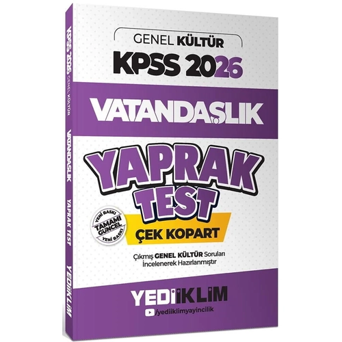 Yediiklim 2026 KPSS Vatanda�l�k Yaprak Test Yediiklim Yay�nlar�