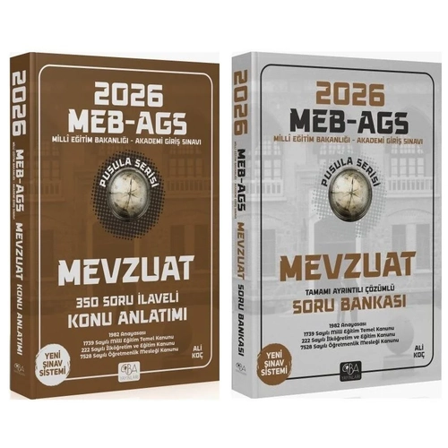CBA Yay�nlar� 2026 MEB-AGS Mevzuat Konu Anlat�m� + Soru Bankas� 2 li Set Pusula Serisi - Ali Ko� CBA Yay�nlar�