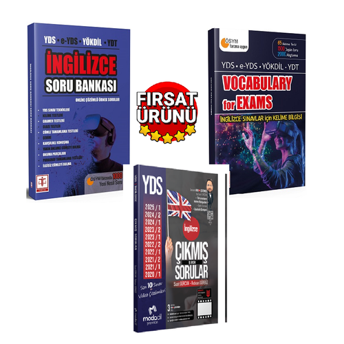Modadil Yay�nlar� Yds �ngilizce Son 10 S�nav ��km�� Sorular+Tercih Yay�nlar� YDS �ngilizce Soru Bankas�+Tercih Yay�nlar� Vocabulary For Exams �ngilizce Soru Bankas� Seti(3Kitap)