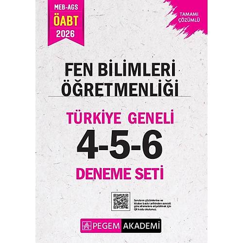 Pegem 2026 �ABT MEB-AGS Fen Bilimleri ��retmenli�i T�rkiye Geneli 3 Deneme (4-5-6) Pegem Akademi Yay�nlar�