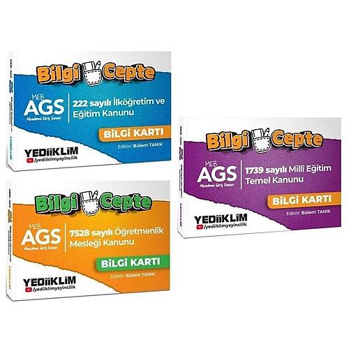 Yediiklim MEB-AGS 222 - 1739 - 7528 Sayl Kanun Bilgi Cepte Bilgi Kart 3 l Set - Blent Tank