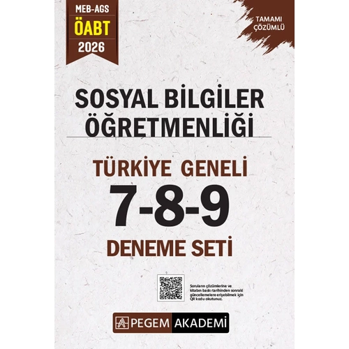 Pegem 2026 �ABT MEB-AGS Sosyal Bilgiler ��retmenli�i T�rkiye Geneli 3 Deneme (7-8-9) Pegem Akademi Yay�nlar�