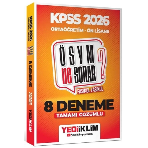 Yediiklim Yay�nlar� 2026 KPSS Lise Orta��retim �n Lisans �SYM Ne Sorar 8 Deneme Fasik�l ��z�ml�