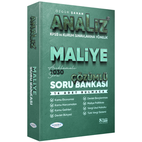 Monopol KPSS A Grubu Analiz Maliye Soru Bankas� ��z�ml� 8. Bask� - �zg�r �ahan Monopol Yay�nlar�