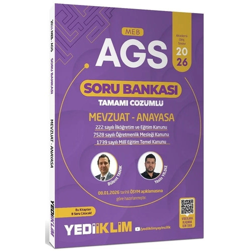 Yediiklim 2026 MEB-AGS Mevzuat-Anayasa Soru Bankas� ��z�ml� - B�lent Tan�k Yediiklim Yay�nlar�