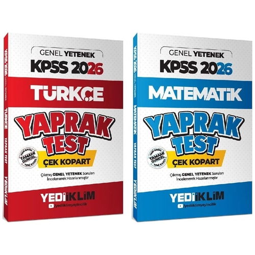 Yediiklim 2026 KPSS T�rk�e + Matematik Yaprak Test 2 li Set Yediiklim Yay�nlar�