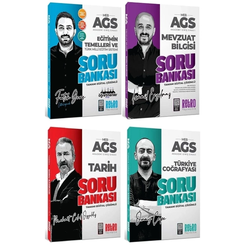 Retro 2026 MEB-AGS E�itimin Temelleri ve T�rk Milli E�itim Sistemi + Mevzuat Bilgisi + Tarih + T�rkiye Co�rafyas� Soru Bankas� 4 l� Set Retro Yay�nc�l�k