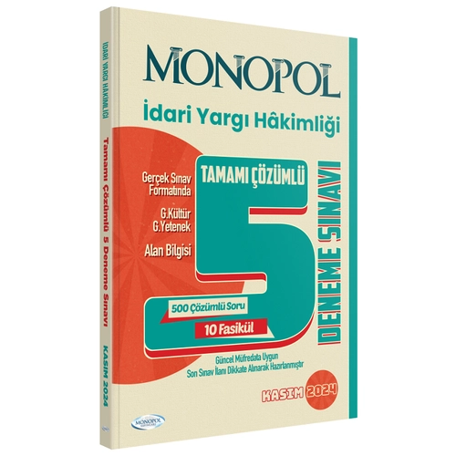Monopol 2024 �dari Yarg� Hakimli�i 5 Deneme ��z�ml� Monopol Yay�nlar�