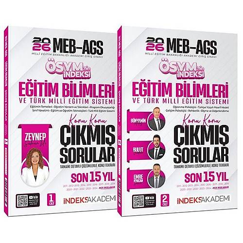�ndeks Akademi 2026 MEB-AGS E�itim Bilimleri ve T�rk Milli E�itim Sistemi �SYM nin �ndeksi ��km�� Sorular Son 15 Y�l ��z�ml� Set - Zeynep Salman ��li �ndeks Akademi Yay�nc�l�k