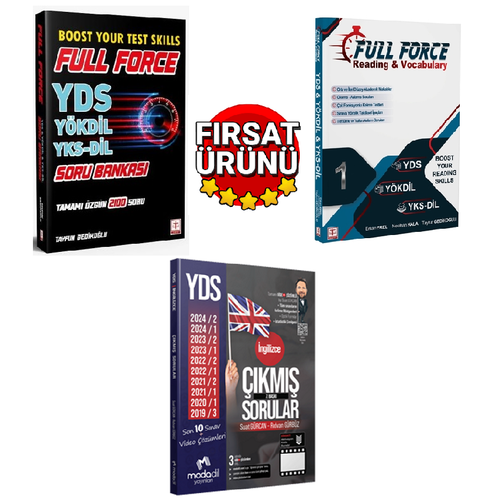 Modadil Yaynlar Yds ngilizce Son 10 Snav km Sorular+Tercih Yaynlar YDS Full Force ngilizce Soru Bankas+Tercih Yaynlar Full Force Reading&Vocabulary Seti(3Kitap)