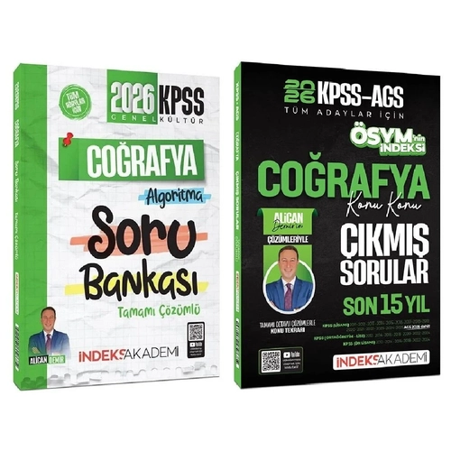 �ndeks Akademi 2026 KPSS Co�rafya Soru Bankas� + ��km�� Sorular 2 li Set - Alican Demir �ndeks Akademi Yay�nc�l�k