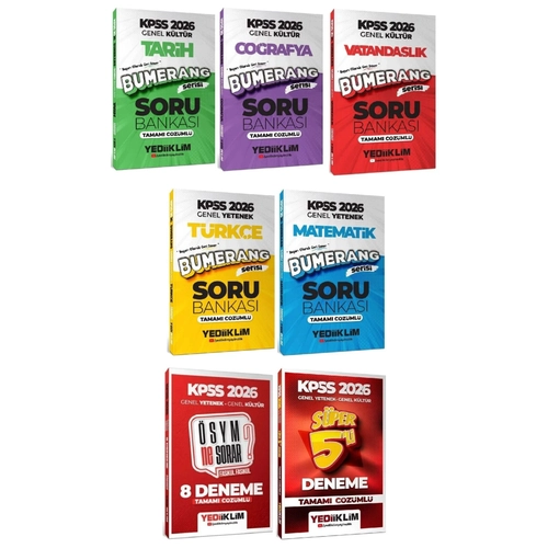 Yediiklim 2026 KPSS Genel Yetenek Genel K�lt�r Bumerang Soru Bankas� + 8+5 Deneme 7 li Set Yediiklim Yay�nlar�