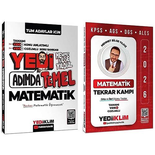 Yediiklim 2026 KPSS DGS ALES TYT 7 Yedi Ad�mda Temel Matematik Konu Anlat�ml� Soru Bankas� + Tekrar Kamp� 2 li Set - Mehmet Bilge Y�ld�z Yediiklim Yay�nlar�