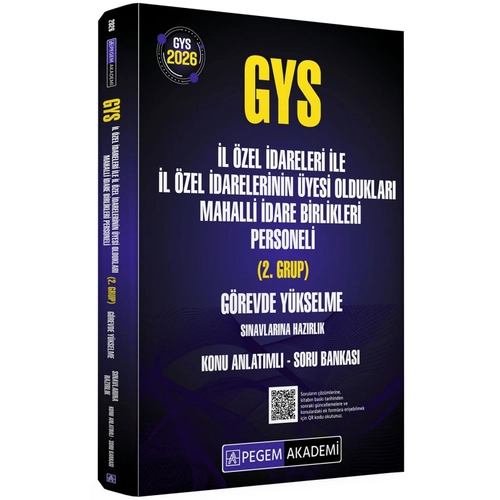 Pegem 2026 GYS �l �zel �dareleri ile �l �zel �darelerinin �yesi Olduklar� Mahalli �dare Birlikleri Personeli 2. Grup Konu Anlat�ml� Soru Bankas� G�revde Y�kselme Pegem Akademi Yay�nlar�