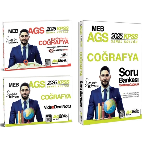 HocaWebde 2025 MEB-AGS KPSS Haritalarla Trkiye Corafyas + Video Ders Notu + Soru Bankas 3 l Set - Engin Eraydn