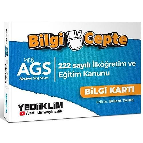Yediiklim MEB-AGS 222 Sayl lkretim ve Eitim Kanunu Bilgi Cepte Bilgi Kart - Blent Tank