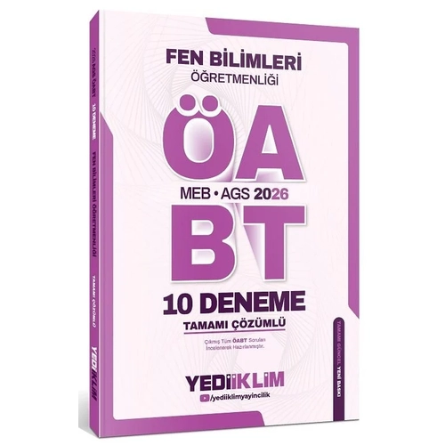 Yediiklim 2026 �ABT MEB-AGS Fen Bilimleri ��retmenli�i 10 Deneme ��z�ml� Yediiklim Yay�nlar�