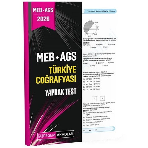 Pegem 2026 MEB-AGS T�rkiye Co�rafyas� Yaprak Test Pegem Akademi Yay�nlar�