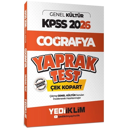 Yediiklim 2026 KPSS Co�rafya Yaprak Test Yediiklim Yay�nlar�