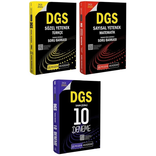 Pegem 2026 DGS T�rk�e S�zel Mant�k + Matematik Say�sal Mant�k Soru Bankas� + 10 Deneme 3 l� Set Pegem Akademi Yay�nlar�