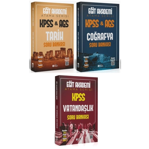 E�it Akademi 2026 KPSS Tarih + Co�rafya + Vatanda�l�k Atama Serisi Soru Bankas� 3 l� Set E�it Akademi