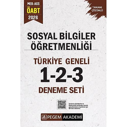 Pegem 2026 �ABT MEB-AGS Sosyal Bilgiler ��retmenli�i T�rkiye Geneli 3 Deneme ��z�ml� (1-2-3) Pegem Akademi Yay�nlar�