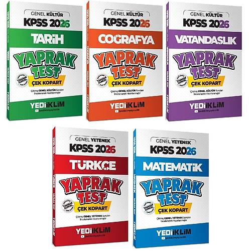Yediiklim Yay�nc�l�k 2026 KPSS Genel Yetenek Genel K�lt�r Yaprak Test 5 li Set