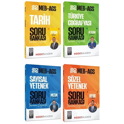�ndeks Akademi 2026 MEB-AGS Tarih + T�rkiye Co�rafyas� + Say�sal + S�zel Yetenek Soru Bankas� 4 l� Set �ndeks Akademi Yay�nc�l�k