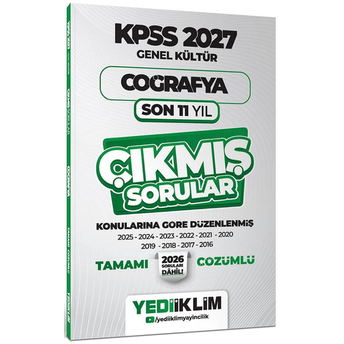 Yediiklim 2027 KPSS Co�rafya ��km�� Sorular Son 11 Y�l Konular�na G�re ��z�ml� Yediiklim Yay�nlar�